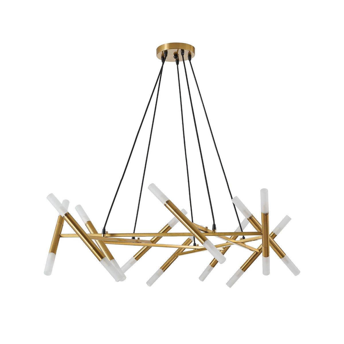 Chandelier 41' Golden Modern Branch by HouseOfZazla with gold frame and tubular lights on Tampa Home & Garden Store
