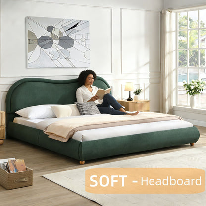 Upholstered Platform Bed with Curved Headboard
