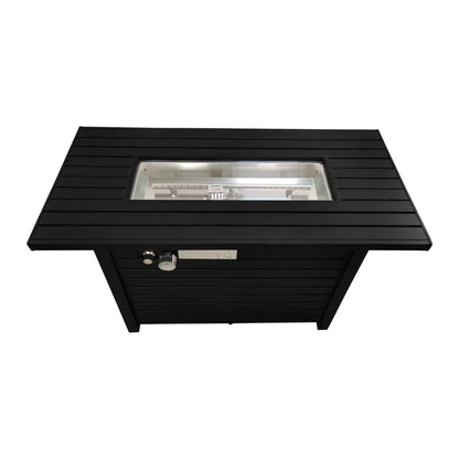 Outdoor Fire Pit Table with Lid Black Metal