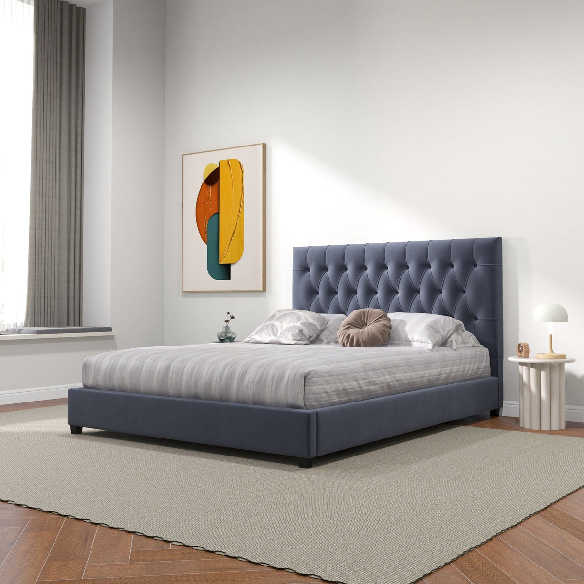 Mid Century Modern and Upholstered Platform Bed