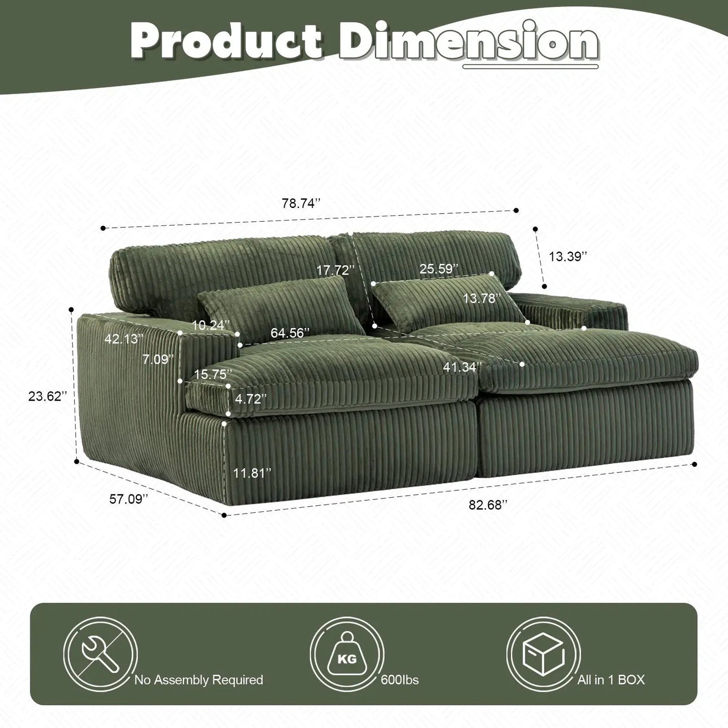 Oversized Double Chaise Lounge Chair Upholstered