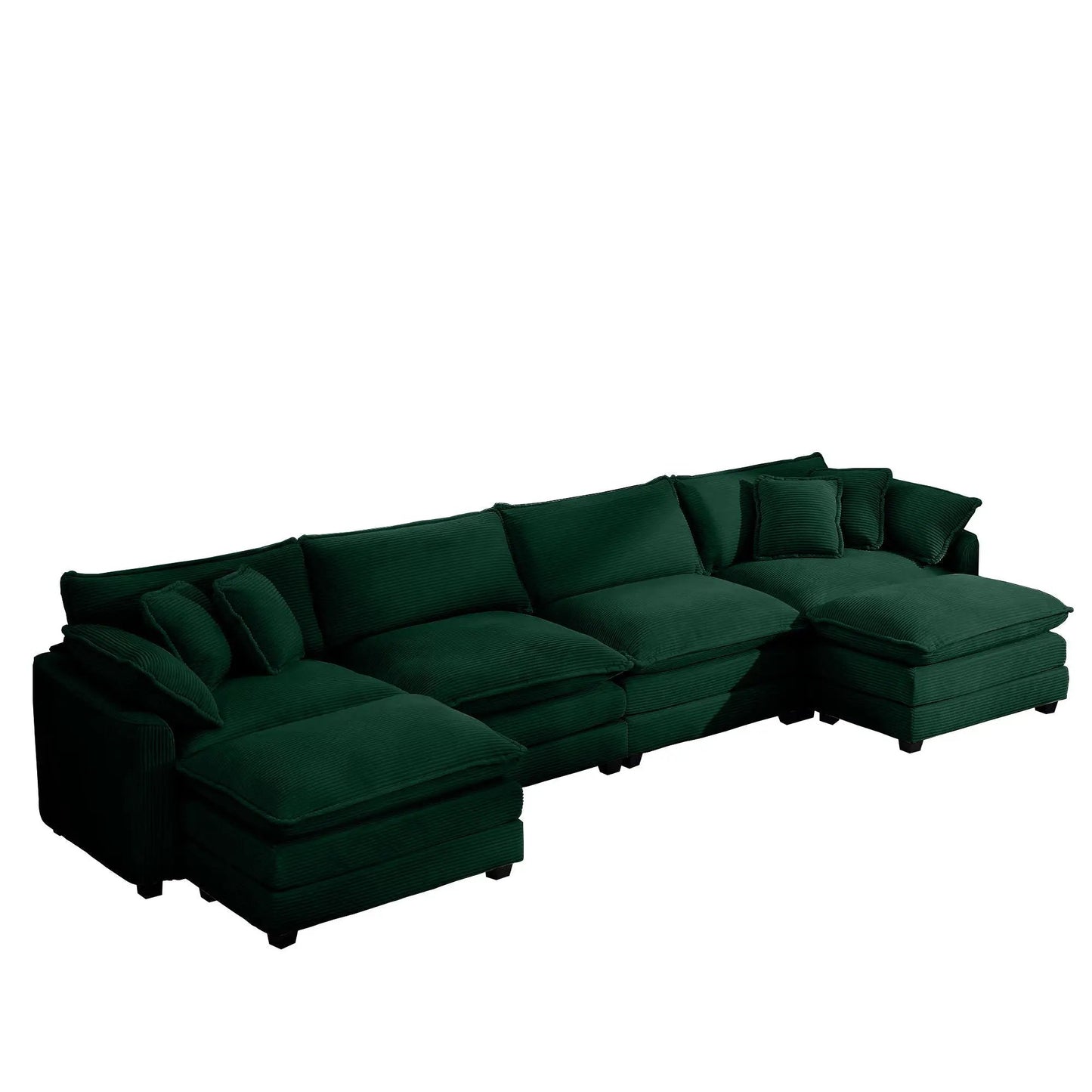 Modular cushion sofa with ottoman in deep emerald green, low back by Unique Piece Furniture on Tampa Home & Garden Store