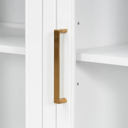 White storage cabinet with 3 doors and gold brass vertical handle by HouseOfZazla on Tampa Home & Garden Store