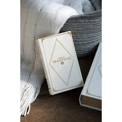 Book Boxes Set in White and Gold Faux Leather