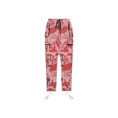 Women's pink graffiti scribbles quick-dry sweatpants with black zip pockets by FLIPSTYLEZLLC on Tampa Home & Garden Store