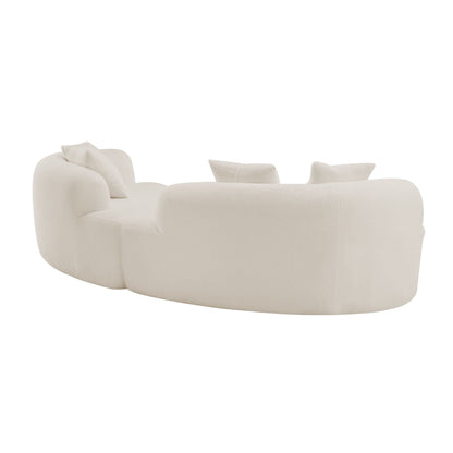Curved 4 Seater Full Compression Sofa in cream plush fabric HouseOfZazla on Tampa Home & Garden Store