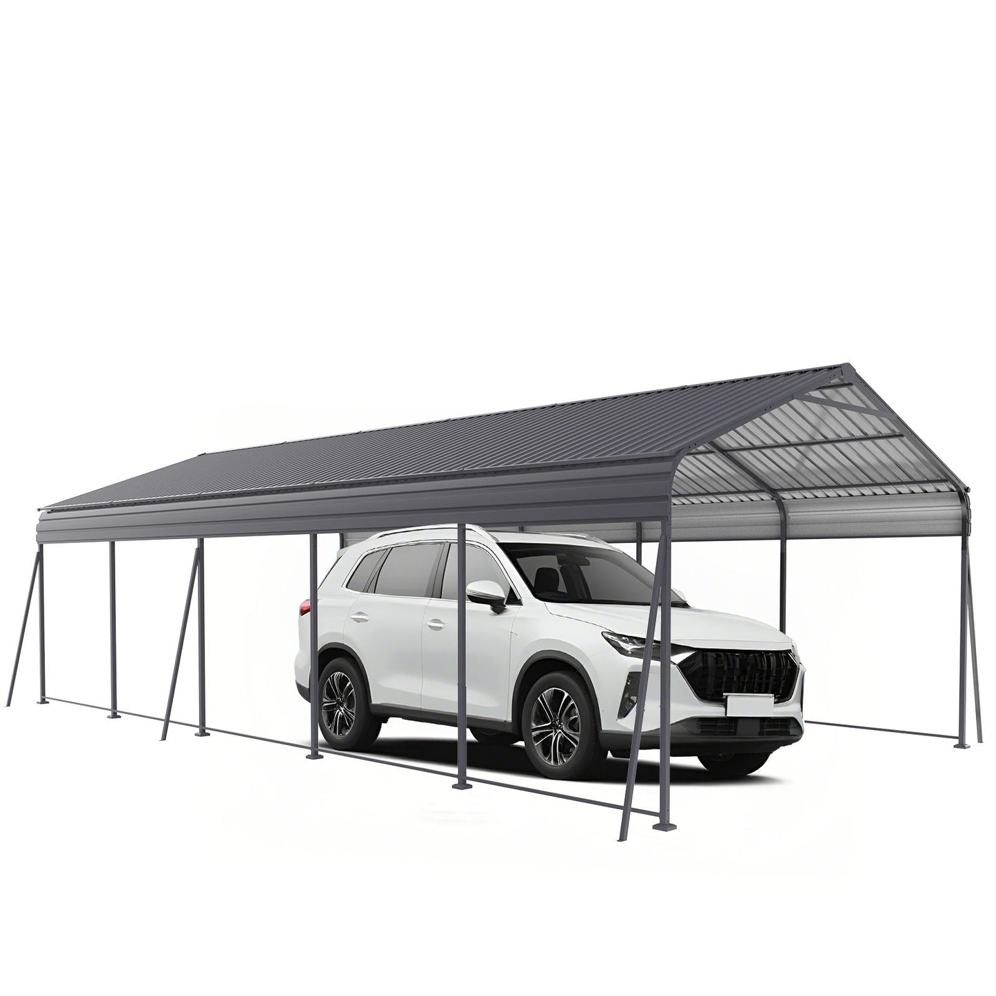 Heavy Duty Galvanized Carport 13x26.5 Ft Gray