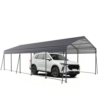 Heavy Duty Galvanized Carport 13x26.5 Ft Gray