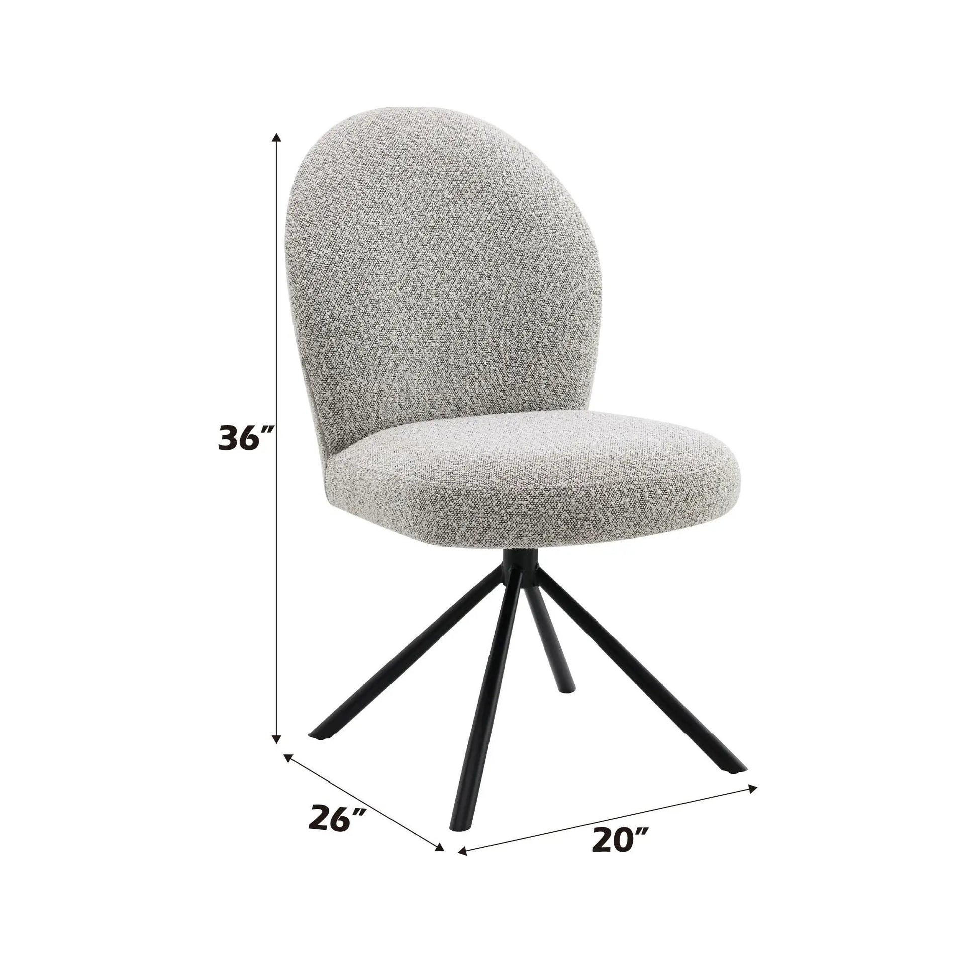 Side chair with swivel set of 2, gray textured fabric upholstery, black metal 5-star base on Tampa Home & Garden Store