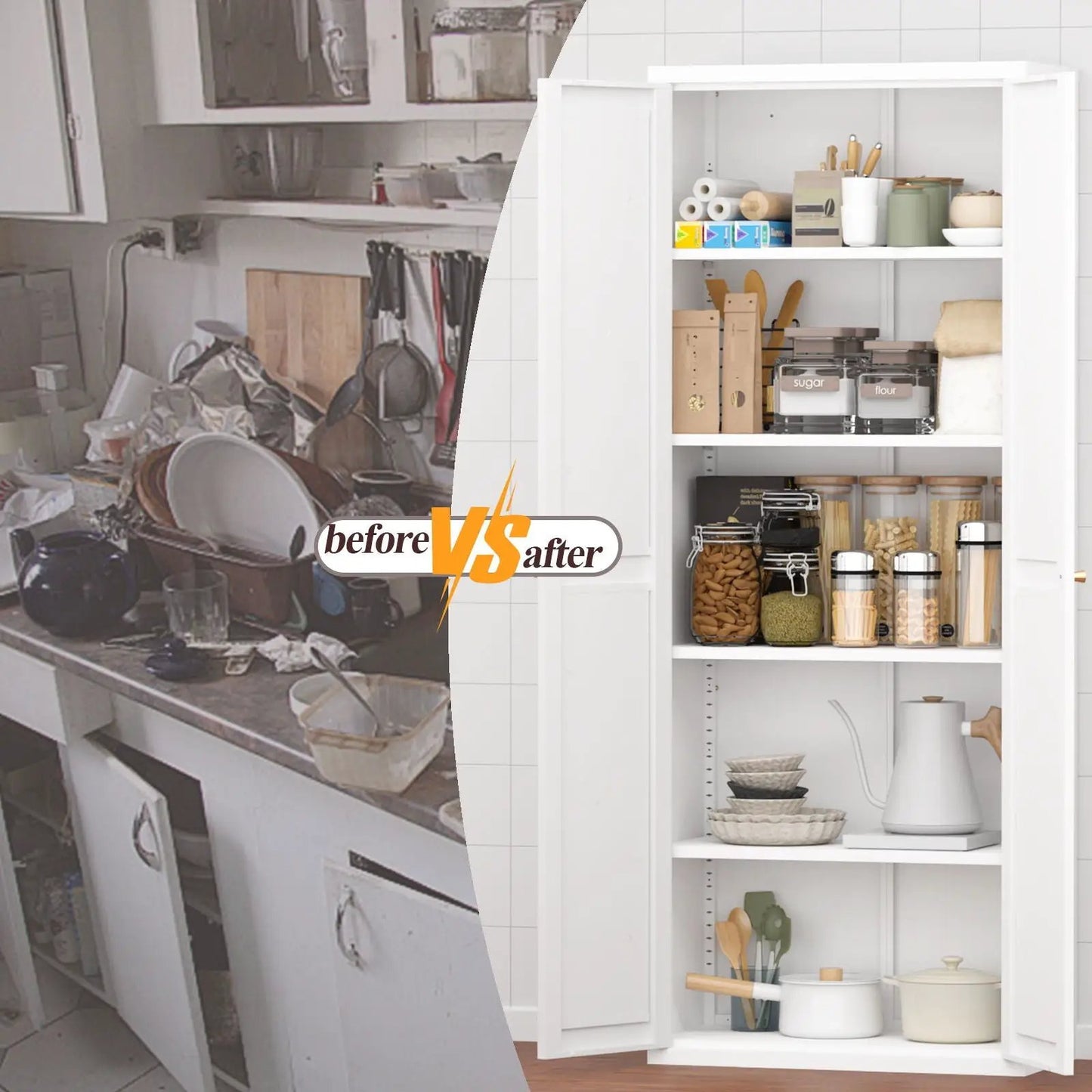 Adjustable 2-Door Storage Cabinet in white with adjustable shelves by Unique Piece Furniture on Tampa Home & Garden Store
