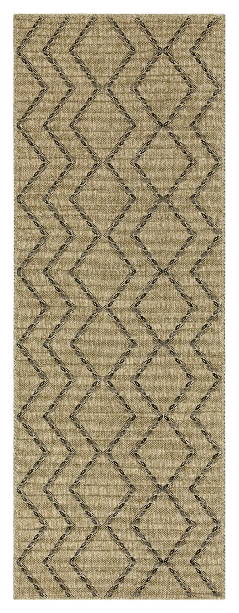 Jute indoor/outdoor area rug beige with black diamond pattern; stain-resistant polypropylene on Tampa Home & Garden Store