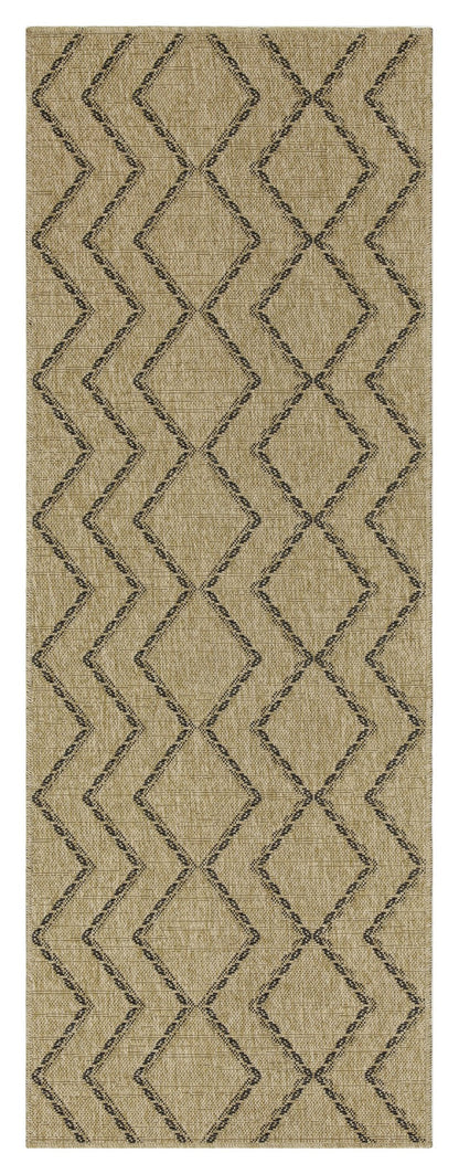 Jute indoor/outdoor area rug beige with black diamond pattern; stain-resistant polypropylene on Tampa Home & Garden Store
