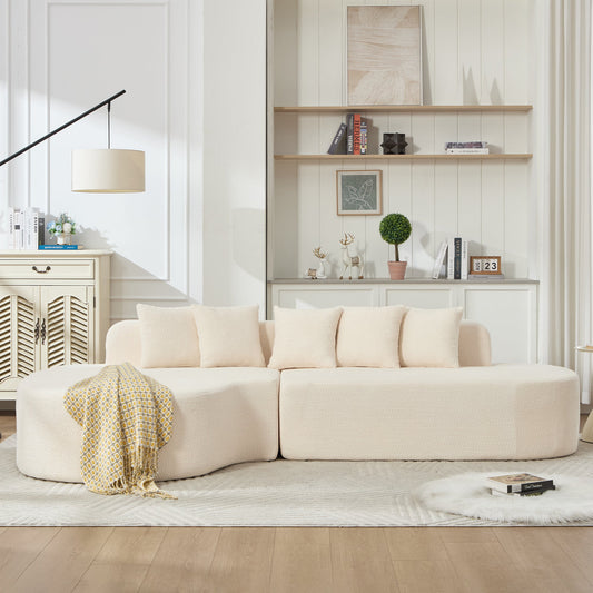 110.2'' curved ivory sectional sofa with 5 pillows, HouseOfZazla on Tampa Home & Garden Store