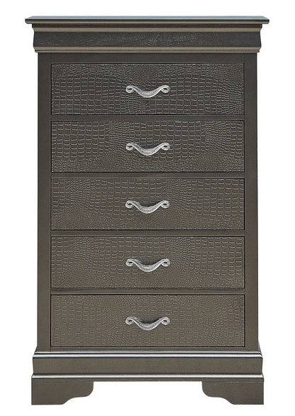 Black metal accent chest with crocodile-textured fronts and chrome pulls HouseOfZazla on Tampa Home & Garden Store