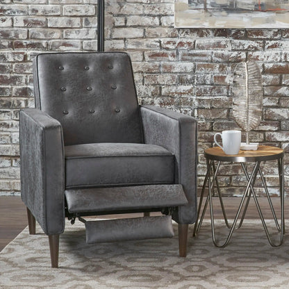 Macedonia Button Tufted Fabric Recliner slate gray upholstery on Tampa Home & Garden Store