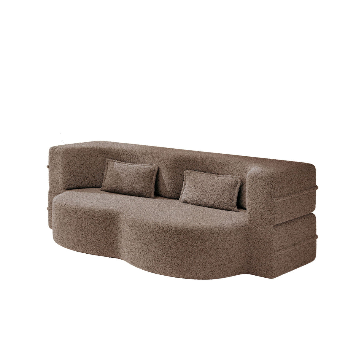 Modern Floor Sleeper Sofa Bed And Two Pillows