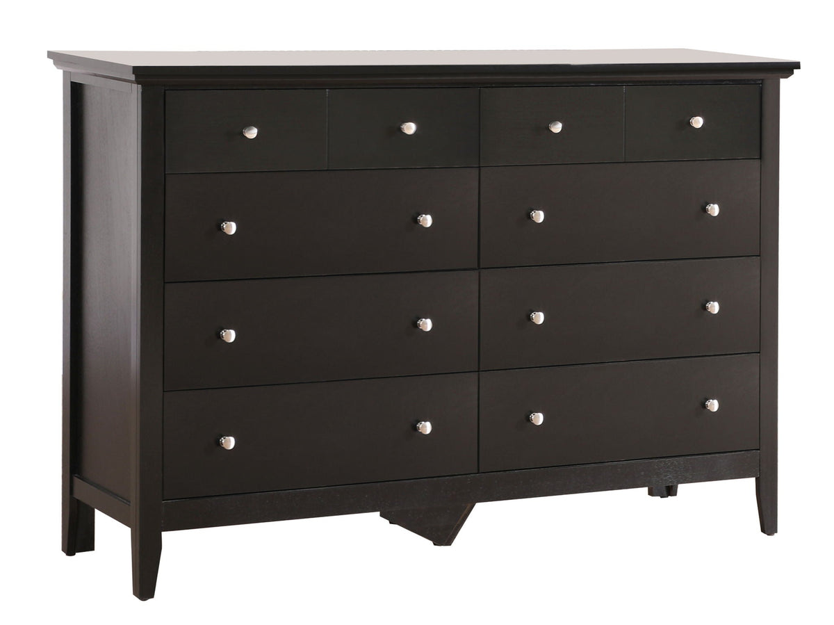 Elegant Casual Dresser with Real Wood Veneers in black finish, silver knob hardware on Tampa Home & Garden Store