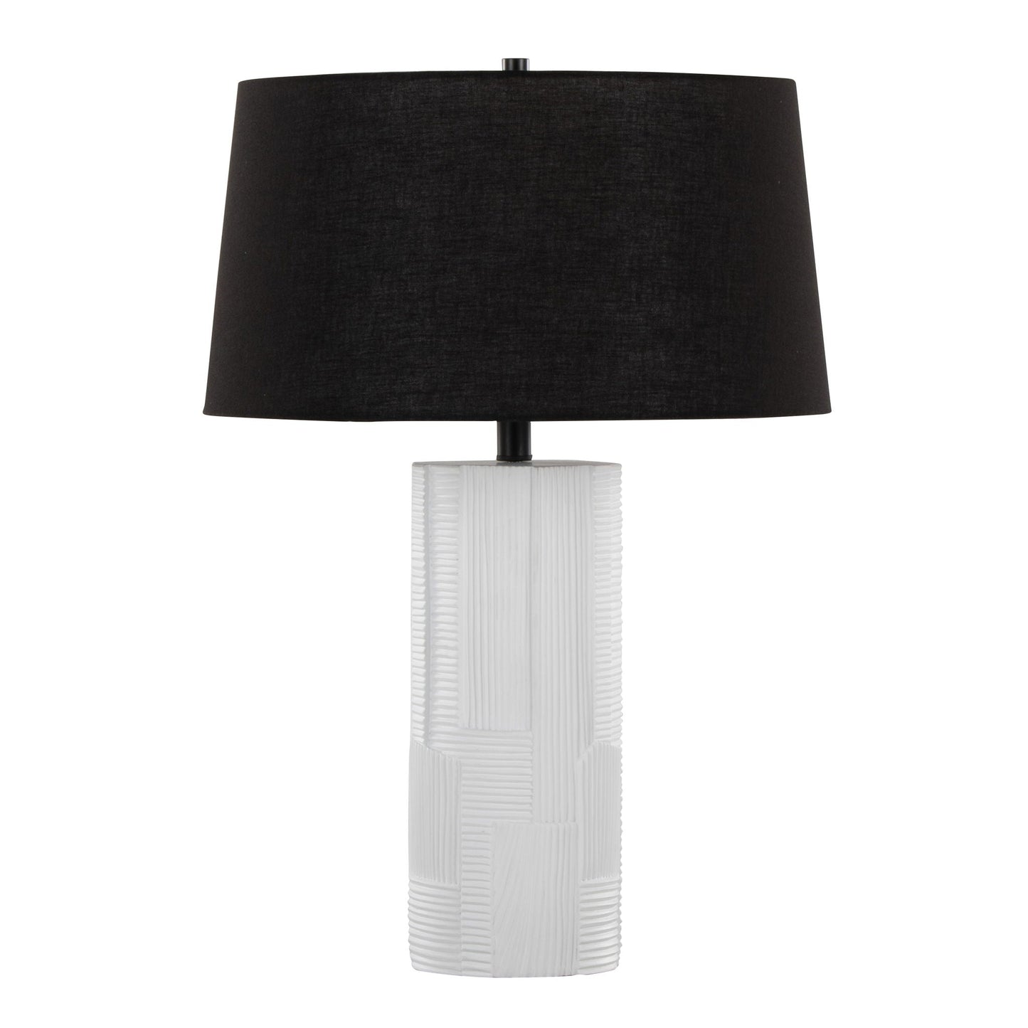 Petra contemporary table lamp set of 2 with black shade and white ribbed ceramic base on Tampa Home & Garden Store