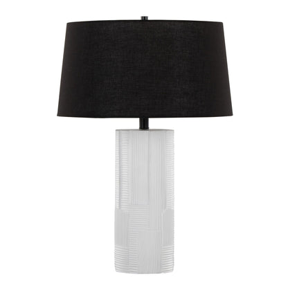 Petra contemporary table lamp set of 2 with black shade and white ribbed ceramic base on Tampa Home & Garden Store