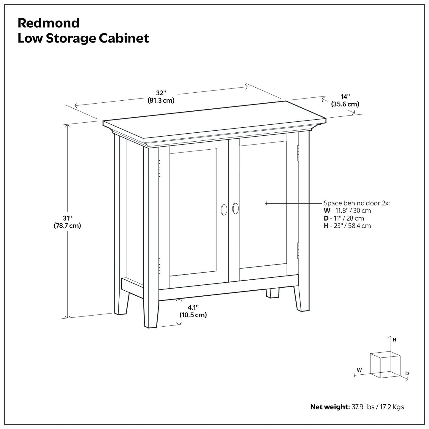 Redmond Low Storage Cabinet Brunette Brown by HouseOfZazla; accent cabinet, Accent Tables on Tampa Home & Garden Store
