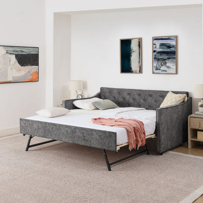 Daybed with Trundle and USB Charging Armrest