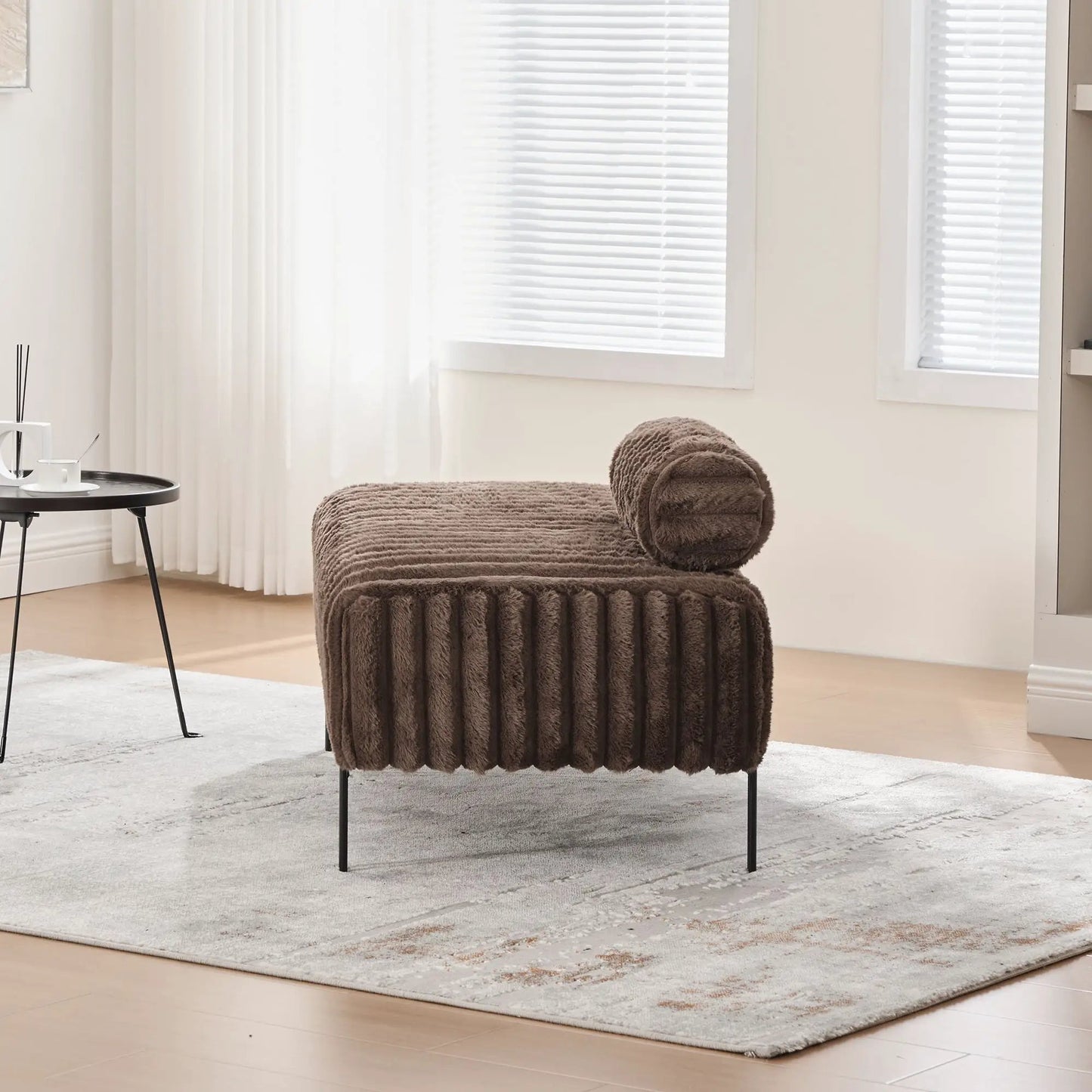 Mini Loveseat With Adjustable Backrest and Fur