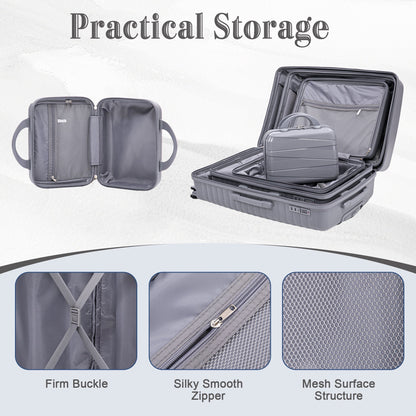 4-Piece PP Spinner Wheel Luggage Set with Cosmetic Case in light gray by HouseOfZazla on Tampa Home & Garden Store