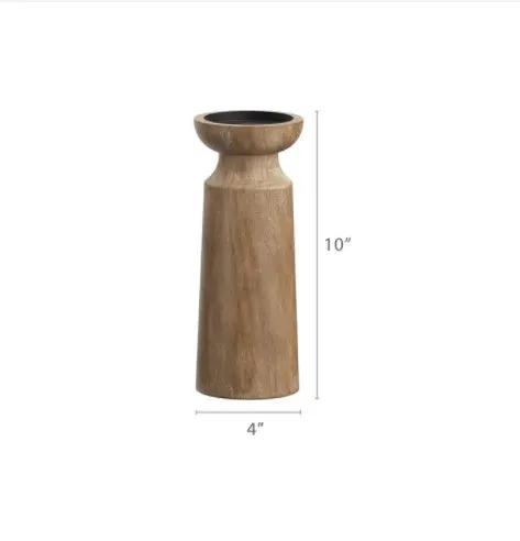 Solid wood retro candlestick candle holder, brown, 10in tall with 4in base by FLIPSTYLEZLLC on Tampa Home & Garden Store