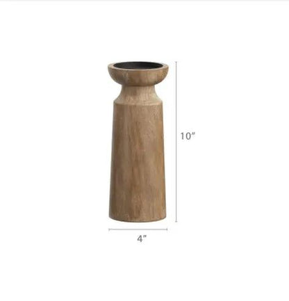 Solid wood retro candlestick candle holder, brown, 10in tall with 4in base by FLIPSTYLEZLLC on Tampa Home & Garden Store