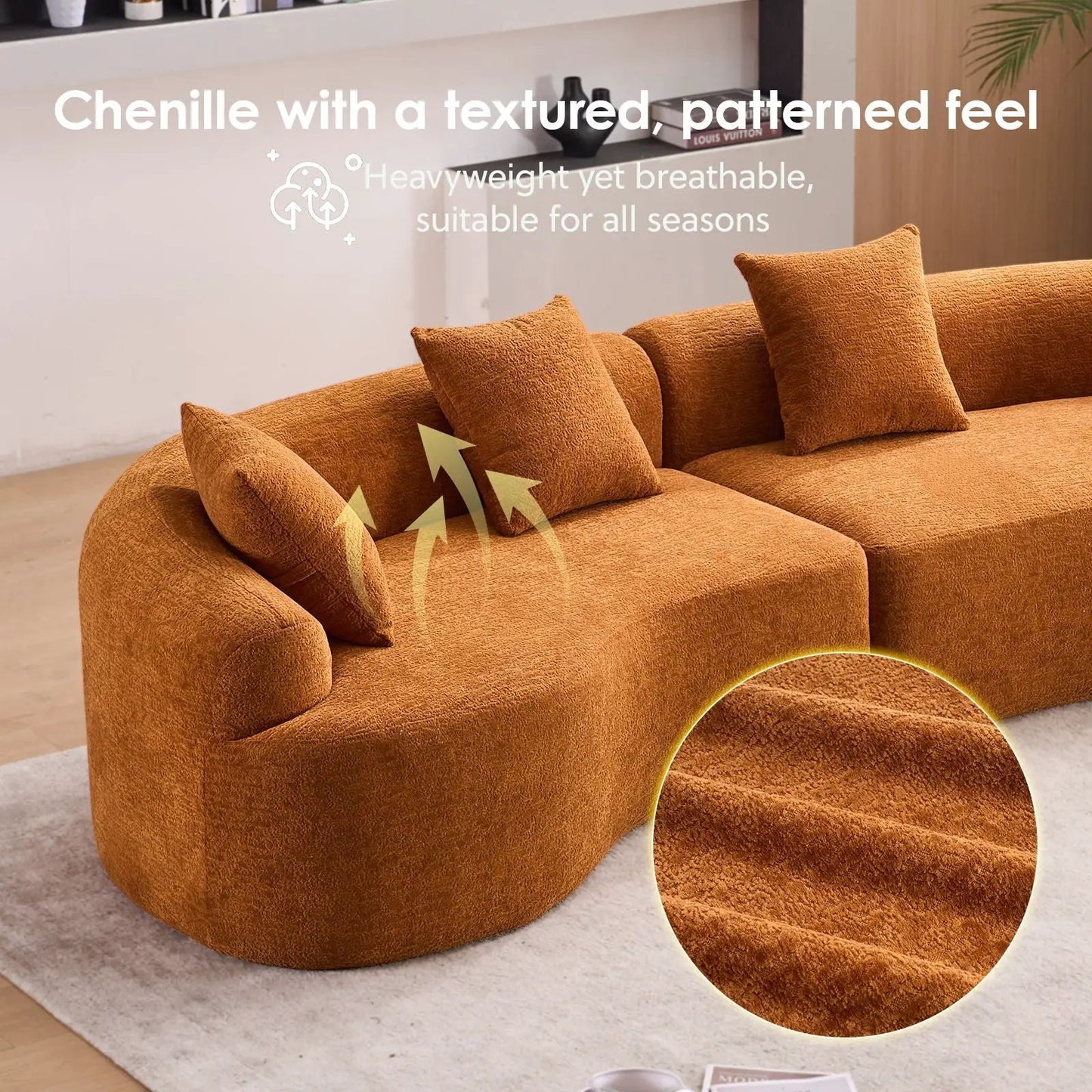 4 Seater Fabric Sofa With Sleeper For Living Room