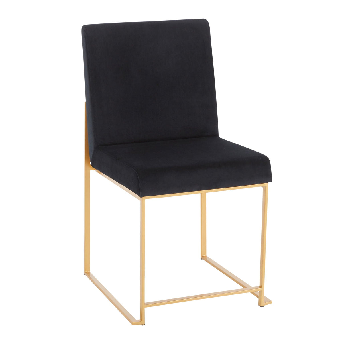 Contemporary high-back dining chair in black upholstery with gold legs by HouseOfZazla on Tampa Home & Garden Store