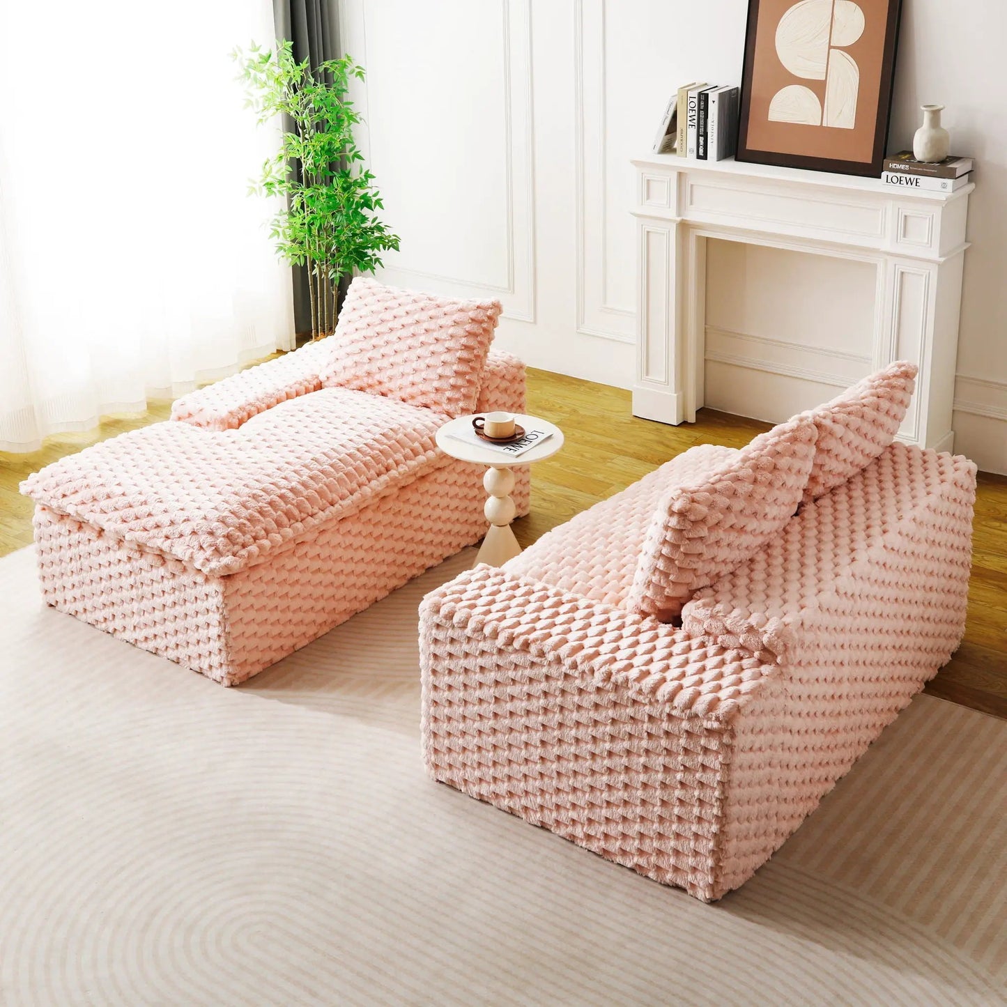 Modular Sofa, Convertible Twin Seat with Chaise