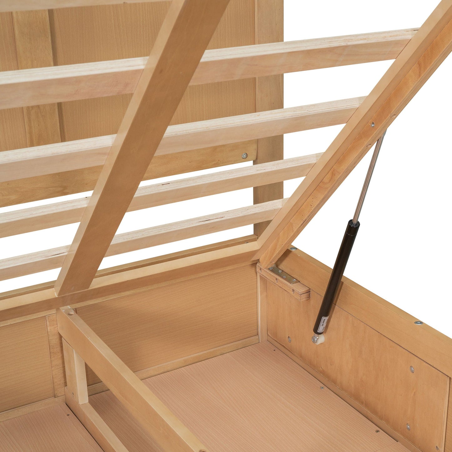 Platform bed with underneath storage and 2 drawers in natural light oak by HouseOfZazla on Tampa Home & Garden Store