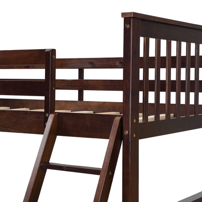Bunk bed with ladder and safety guard rails in dark wood finish by HouseOfZazla on Tampa Home & Garden Store