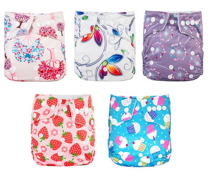 Stevvex 5pc pocket cloth diaper set with luxury printed baby nappies in colorful designs on Tampa Home & Garden Store