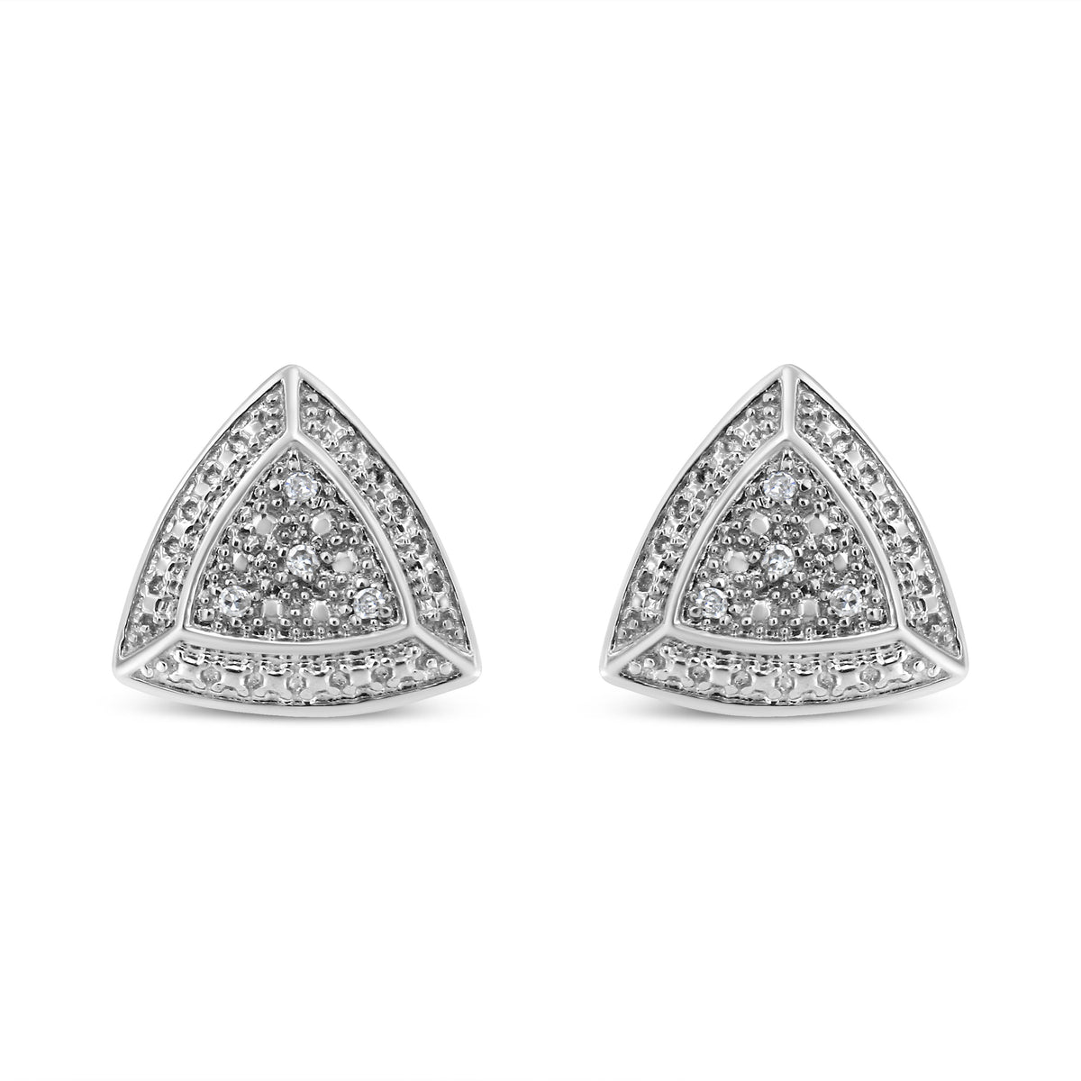 Pair of earrings .925 sterling silver diamond-accented trillion-shaped halo studs by Bids.com on Tampa Home & Garden Store