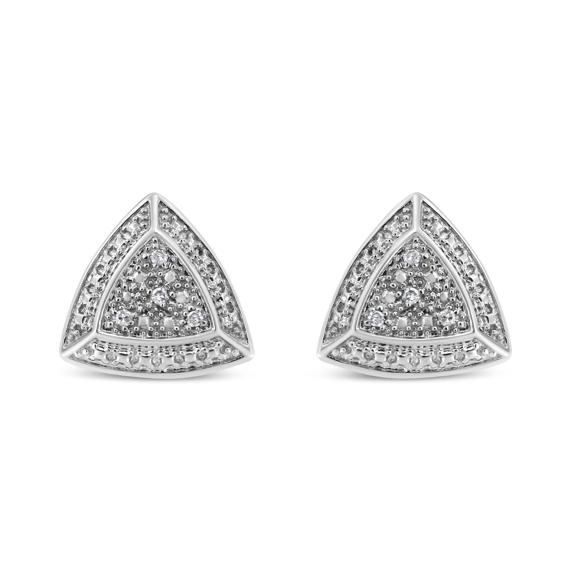 Pair of earrings .925 sterling silver diamond-accented trillion-shaped halo studs by Bids.com on Tampa Home & Garden Store