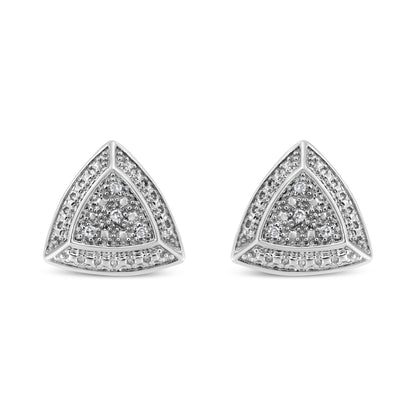 Pair of earrings .925 sterling silver diamond-accented trillion-shaped halo studs by Bids.com on Tampa Home & Garden Store