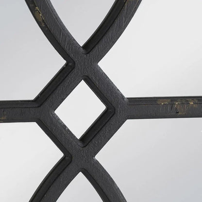 Rectangular wooden wall mirror with antique black frame and X diamond lattice set of 2 on Tampa Home & Garden Store