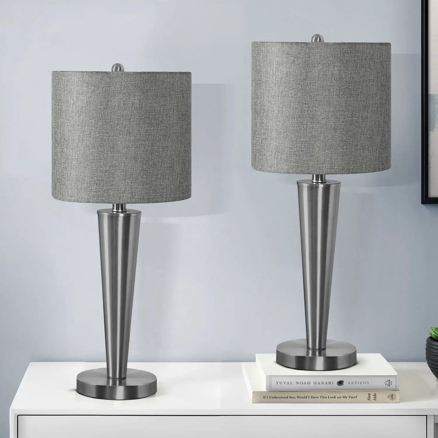 Contemporary Table Lamps with USB Port Set of 2