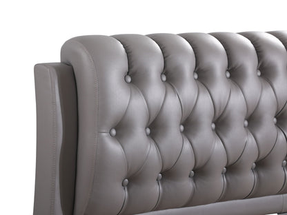 Tufted Upholstered Bed headboard in gray leatherette with deep button tufting HouseOfZazla on Tampa Home & Garden Store