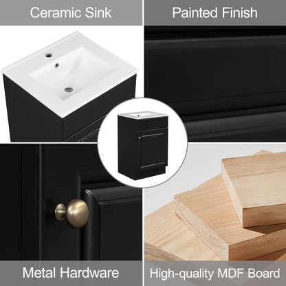 Bathroom vanity with sink and adjustable shelf black cabinet with ceramic sink HouseOfZazla on Tampa Home & Garden Store