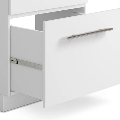 Metro laundry cabinet vanity with white finish and stainless steel bar pull handle on Tampa Home & Garden Store