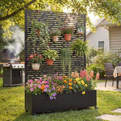 Metal Raised Garden Bed with Wheels and Trellis