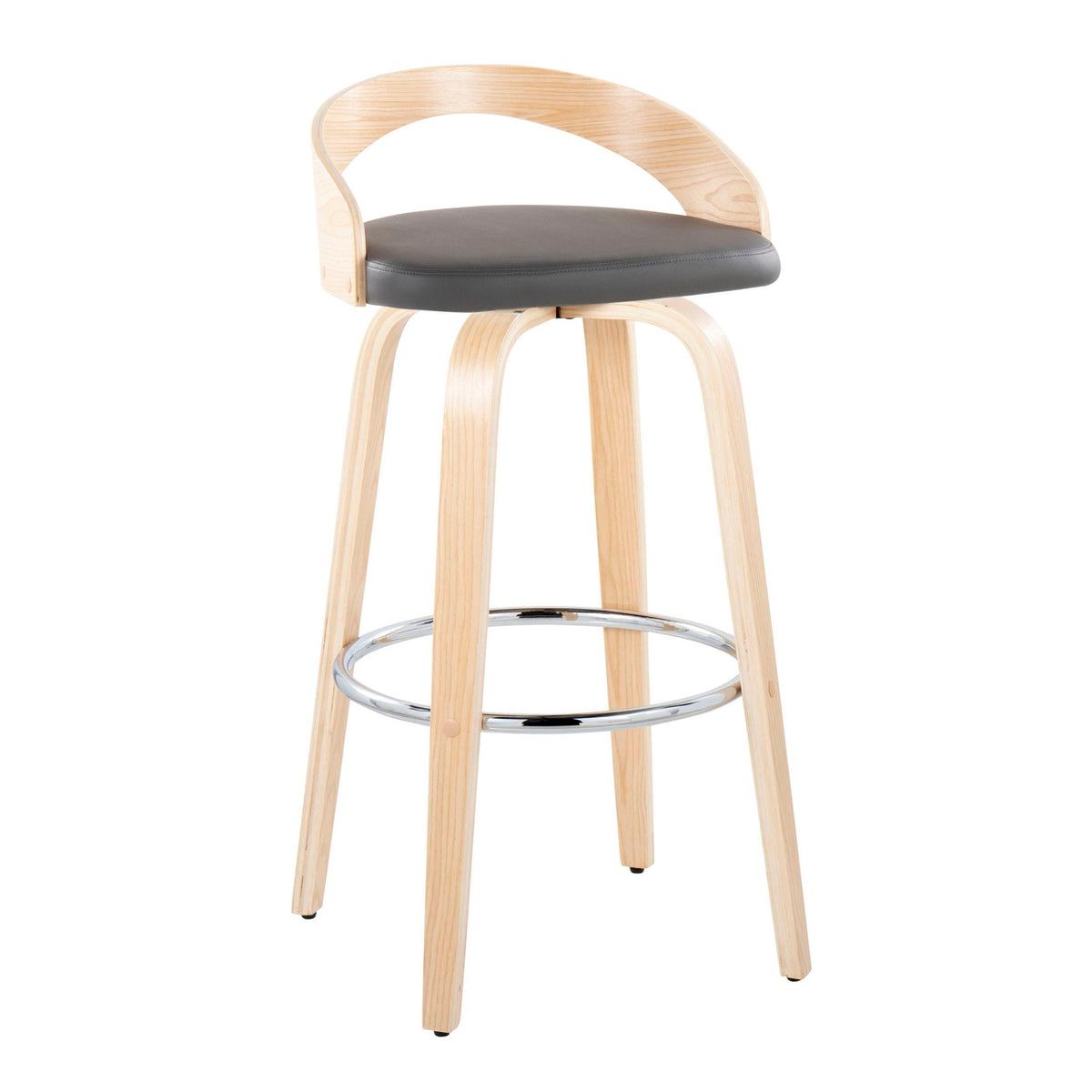 Contemporary fixed barstool set with swivel gray cushion and wood frame by HouseOfZazla on Tampa Home & Garden Store