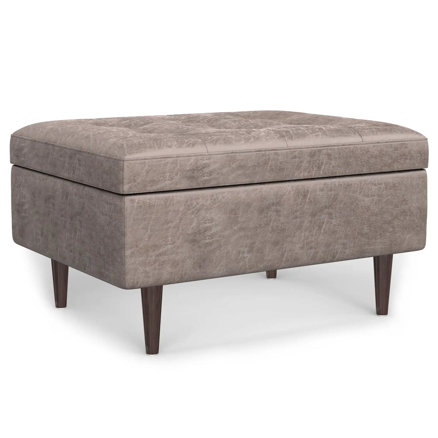 Shay Storage Ottoman in taupe crushed velvet with mid-century legs by Unique Piece Furniture on Tampa Home & Garden Store