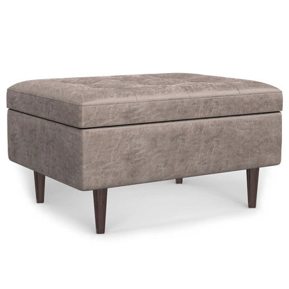 Shay Storage Ottoman in taupe crushed velvet with mid-century legs by Unique Piece Furniture on Tampa Home & Garden Store
