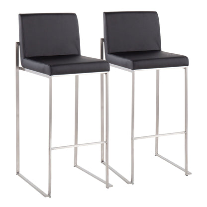 Contemporary high-back barstool set, upholstered black seats with chrome frames, 2-pack on Tampa Home & Garden Store