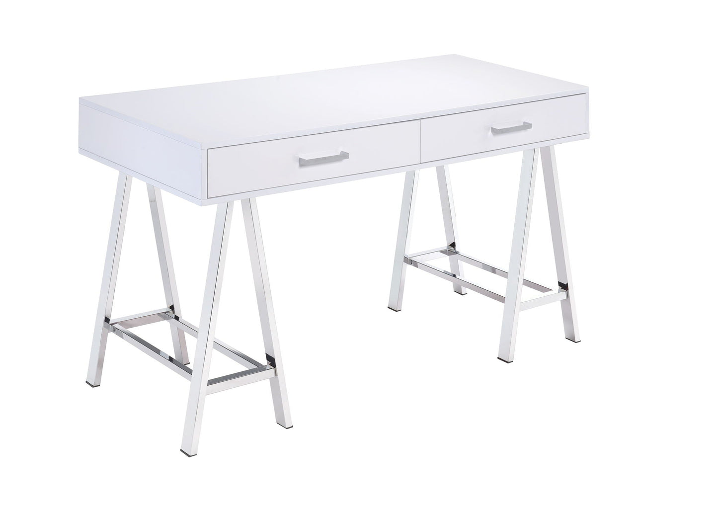 Coleen high gloss white writing desk with 2 drawers and chrome legs by HouseOfZazla on Tampa Home & Garden Store