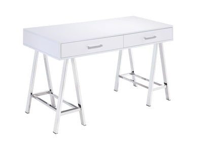 Coleen high gloss white writing desk with 2 drawers and chrome legs by HouseOfZazla on Tampa Home & Garden Store